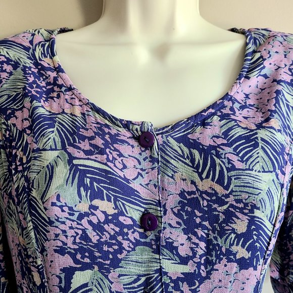 Primavera vintage purple and light green floral summer dress. - Picture 5 of 15